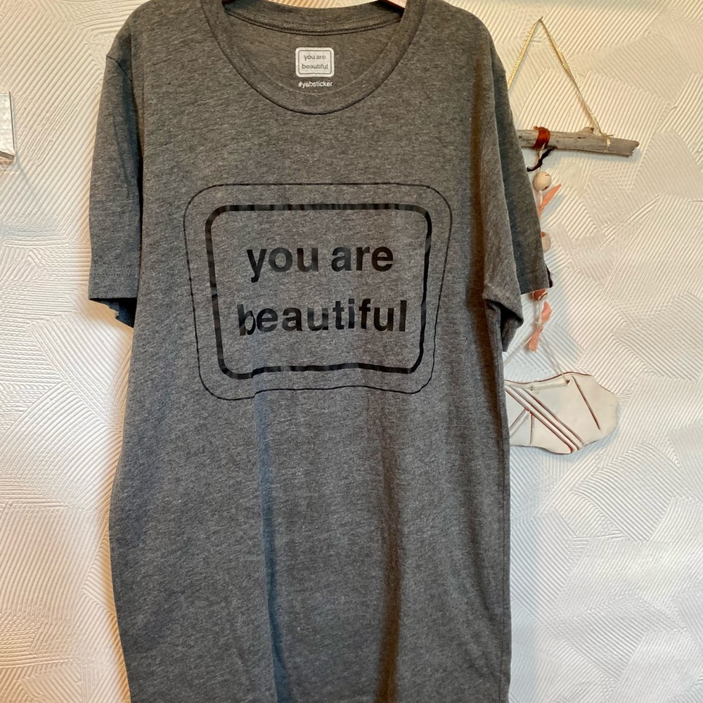 You Are Beautiful Grey Graphic Tee - Women